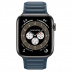 Apple Watch Series 6 // 44мм GPS + Cellular // Корпус из титана цвета «черный космос», кожаный браслет цвета «Балтийский синий», размер ремешка S/M