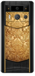 Телефон Vertu METAVERTU 2 Max, 1Tb, Luxury Custom-Made Golden Carved Floral Decoration, Alligator Leather (Black/Черный)