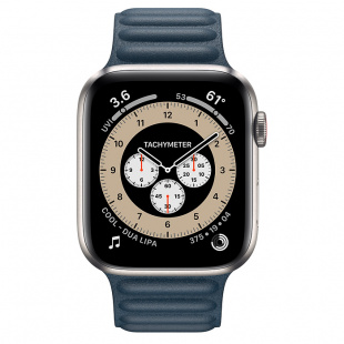 Apple Watch Series 6 // 40мм GPS + Cellular // Корпус из титана, кожаный браслет цвета «Балтийский синий», размер ремешка M/L