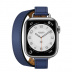 Apple Watch Series 7 Hermès // 41мм GPS + Cellular // Корпус из нержавеющей стали серебристого цвета, ремешок Double Tour Attelage цвета Bleu Saphir