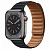Купить Apple Watch Series 8 // 45мм GPS + Cellular // Корпус из нержавеющей стали графитового цвета, кожаный браслет цвета "темная ночь", размер ремешка S/M