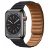 Apple Watch Series 8 // 45мм GPS + Cellular // Корпус из нержавеющей стали графитового цвета, кожаный браслет цвета "темная ночь", размер ремешка S/M