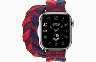 Apple Watch Series 9 Hermès // 41мм GPS+Cellular // Корпус из нержавеющей стали серебристого цвета, ремешок Bridon Double Tour цвета Rouge H
