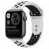 Apple Watch SE // 44мм GPS // Корпус из алюминия цвета «серый космос», спортивный ремешок Nike цвета «Чистая платина/чёрный» (2020)