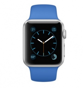 Apple Watch Sport 38 мм, серебристый алюминий, спортивный ремешок цвета «кобальт»