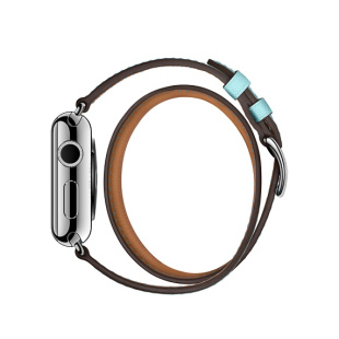 38/40 мм ремешок Double Tour из кожи Epsom цвета Bleu Zéphyr, размер Regular (стандартный) для Apple Watch Hermès