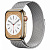 Купить Apple Watch Series 8 // 45мм GPS + Cellular // Корпус из нержавеющей стали золотого цвета, миланский сетчатый браслет серебристого цвета