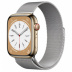 Apple Watch Series 8 // 45мм GPS + Cellular // Корпус из нержавеющей стали золотого цвета, миланский сетчатый браслет серебристого цвета