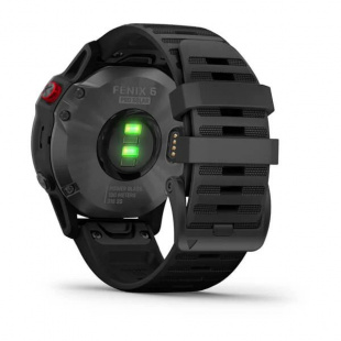 Мультиспортивные часы Garmin Fenix 6 Pro (47mm) Solar, серый стальной корпус, черный силиконовый ремешок