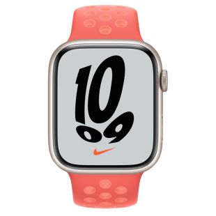 Apple Watch Series 7 // 41мм GPS + Cellular // Корпус из алюминия цвета «сияющая звезда», спортивный ремешок Nike цвета «волшебная искра/нежная заря»