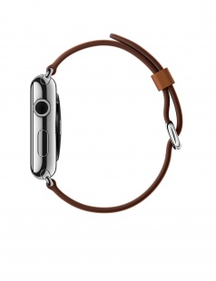 Apple Watch 38 мм, нержавеющая сталь, золотисто-коричневый ремешок с классической пряжкой