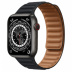 Apple Watch Series 7 // 45мм GPS + Cellular // Корпус из титана цвета «черный космос», кожаный браслет цвета «тёмная ночь», размер ремешка S/M