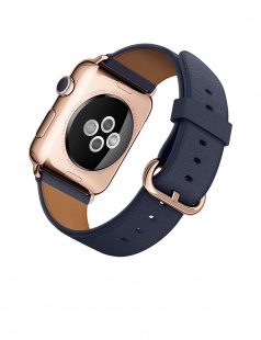 Apple Watch Edition 42мм, 18-каратное розовое золото, тёмно-синий ремешок с классической пряжкой