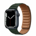 Apple Watch Series 7 // 41мм GPS // Корпус из алюминия цвета «тёмная ночь», кожаный браслет цвета «зелёная секвойя», размер ремешка M/L