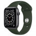 Apple Watch Series 6 // 44мм GPS // Корпус из алюминия цвета «серый космос», спортивный ремешок цвета «Кипрский зелёный»