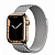 Купить Apple Watch Series 7 // 41мм GPS + Cellular // Корпус из нержавеющей стали золотого цвета, миланский сетчатый браслет серебристого цвета