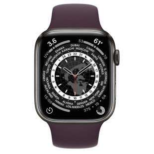 Apple Watch Series 7 // 45мм GPS + Cellular // Корпус из титана цвета «черный космос», спортивный ремешок цвета «тёмная вишня»