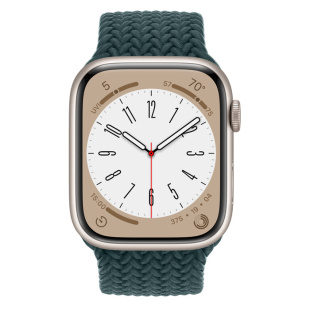 Apple Watch Series 8 // 41мм GPS // Корпус из алюминия цвета "сияющая звезда", плетёный монобраслет цвета "тропический лес"