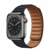 Apple Watch Series 8 // 41мм GPS + Cellular // Корпус из нержавеющей стали графитового  цвета, кожаный браслет цвета "темная ночь", размер ремешка M/L
