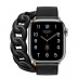 41мм Ремешок Hermès Leather Double Tour Gourmette из кожи Swift цвета Noir для Apple Watch