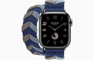 Apple Watch Series 9 Hermès // 41мм GPS+Cellular // Корпус из нержавеющей стали цвета "черный космос", ремешок Bridon Double Tour цвета Navy