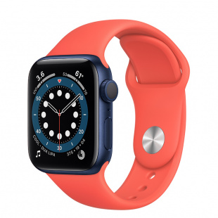 Apple Watch Series 6 // 44мм GPS // Корпус из алюминия синего цвета, спортивный ремешок цвета «Розовый цитрус»