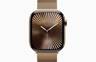 Apple Watch Series 10 // 42мм GPS+Cellular // Корпус из титана золотого цвета, миланский сетчатый браслет золотого цвета