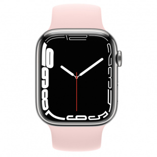 Apple Watch Series 7 // 45мм GPS + Cellular // Корпус из нержавеющей стали серебристого цвета, монобраслет цвета «розовый мел»