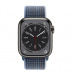 Apple Watch Series 8 // 41мм GPS + Cellular // Корпус из нержавеющей стали графитового цвета, спортивный браслет цвета "синий шторм"