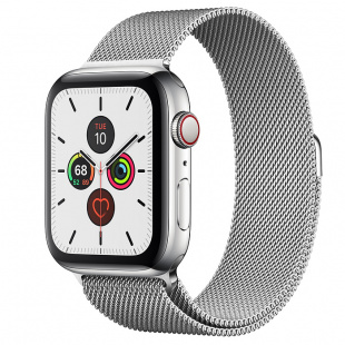 Apple Watch Series 5 // 44мм GPS + Cellular // Корпус из нержавеющей стали, миланский сетчатый браслет серебристого цвета