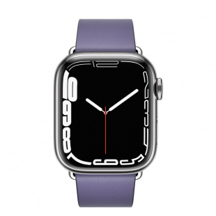 Apple Watch Series 7 // 41мм GPS + Cellular // Корпус из нержавеющей стали серебристого цвета, ремешок цвета «сиреневая глициния» с современной пряжкой (Modern Buckle), размер ремешка M