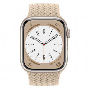 Apple Watch Series 8 // 41мм GPS // Корпус из алюминия цвета "сияющая звезда", плетёный монобраслет бежевого цвета