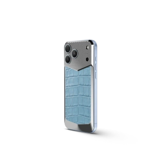 Магнитная накладка Golden Concept Magnetic Shield для iPhone 18 Pro, Alligator Edition (Light Blue)