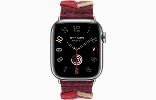 Apple Watch Series 9 Hermès // 41мм GPS+Cellular // Корпус из нержавеющей стали серебристого цвета, ремешок Bridon Single Tour цвета Rouge H
