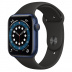 Apple Watch Series 6 // 44мм GPS // Корпус из алюминия синего цвета, спортивный ремешок черного цвета