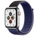 Apple Watch Series 5 // 44мм GPS + Cellular // Корпус из нержавеющей стали, спортивный браслет тёмно-синего цвета
