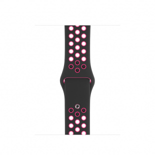 Apple Watch Series 5 // 44мм GPS // Корпус из алюминия серебристого цвета, спортивный ремешок Nike цвета «чёрный/розовый всплеск»