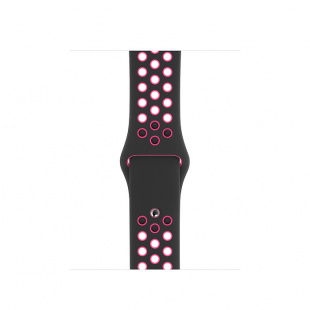 Apple Watch Series 5 // 44мм GPS // Корпус из алюминия серебристого цвета, спортивный ремешок Nike цвета «чёрный/розовый всплеск»