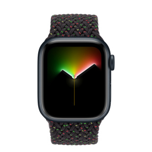 Apple Watch Series 8 // 45мм GPS // Корпус из алюминия цвета "темная ночь", плетёный монобраслет цвета Black Unity