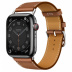 Apple Watch Series 7 Hermès // 45мм GPS + Cellular // Корпус из нержавеющей стали цвета «черный космос», ремешок Single Tour Attelage цвета Gold