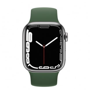 Apple Watch Series 7 // 45мм GPS + Cellular // Корпус из нержавеющей стали серебристого цвета, монобраслет цвета «зелёный клевер»