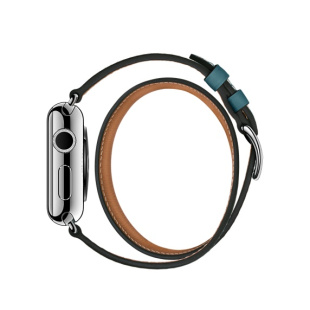 38/40 мм ремешок Double Tour из кожи Swift цвета Bleu Jean, размер Regular (стандартный) для Apple Watch Hermès