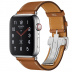 Apple Watch Series 5 Hermès // 44мм GPS + Cellular // Корпус из нержавеющей стали, ремешок Single Tour из кожи Barénia цвета Fauve с раскладывающейся застёжкой (Deployment Buckle)