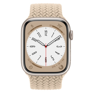 Apple Watch Series 8 // 45мм GPS // Корпус из алюминия цвета "сияющая звезда", плетёный монобраслет бежевого цвета