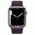 Apple Watch Series 7 // 45мм GPS + Cellular // Корпус из нержавеющей стали серебристого цвета, кожаный браслет цвета «тёмная вишня», размер ремешка S/M