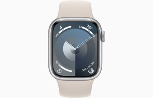 Apple Watch Series 9 // 41мм GPS // Корпус из алюминия серебристого цвета, спортивный ремешок цвета "сияющая звезда"