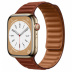 Apple Watch Series 8 // 45мм GPS + Cellular // Корпус из нержавеющей стали золотого цвета, кожаный браслет темно-коричневого цвета, размер ремешка S/M