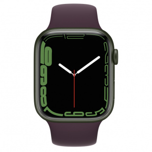 Apple Watch Series 7 // 45мм GPS // Корпус из алюминия зеленого цвета, спортивный ремешок цвета «тёмная вишня»