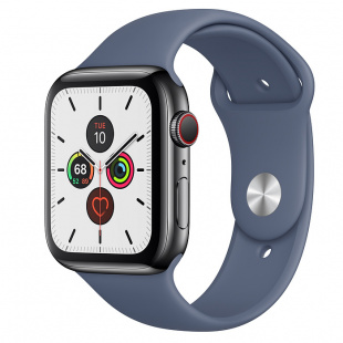 Apple Watch Series 5 // 40мм GPS + Cellular // Корпус из нержавеющей стали цвета «серый космос», спортивный ремешок цвета «морской лёд»