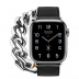 Apple Watch Series 8 Hermès // 41мм GPS + Cellular // Корпус из нержавеющей стали серебристого цвета, ремешок Double Tour Gourmette Metal цвета Noir